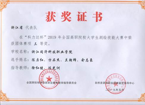 陈启红、方品杰、兰朝锋、俞志豪团体三等奖